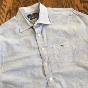 Vineyard Vines Blue Linen Blend Button Down
